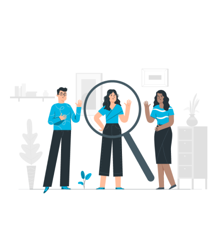 Illustration de collaborateurs en réunion, représentant la mise en place d’une enquête harcèlement pour analyser et prévenir les risques.