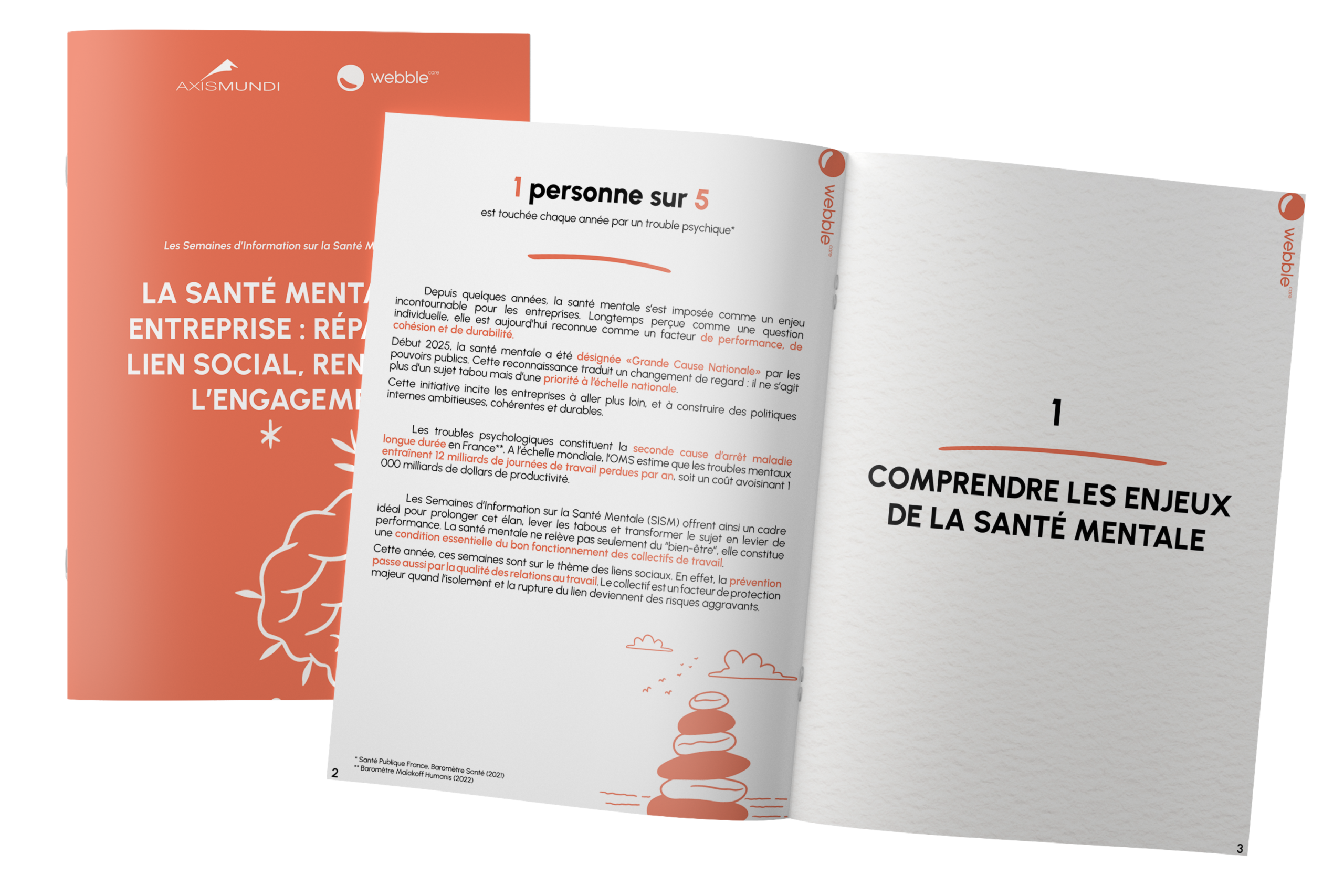 Brochure sur la santé mentale en entreprise et les enjeux sociaux, économiques, et de prévention.
